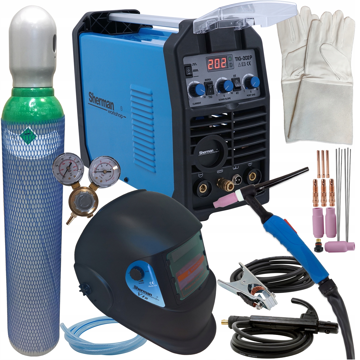 Сварочный аппарат TIG 200A MMA Puls HF 200 комплект цилиндра