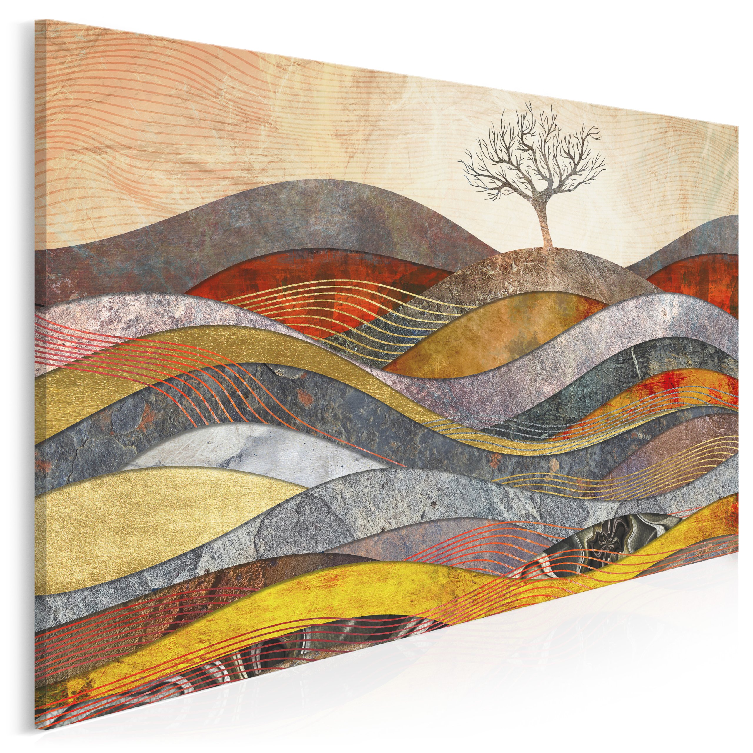 

72601 Q7 Obraz na płótnie Wzgórze Fale Drzewo