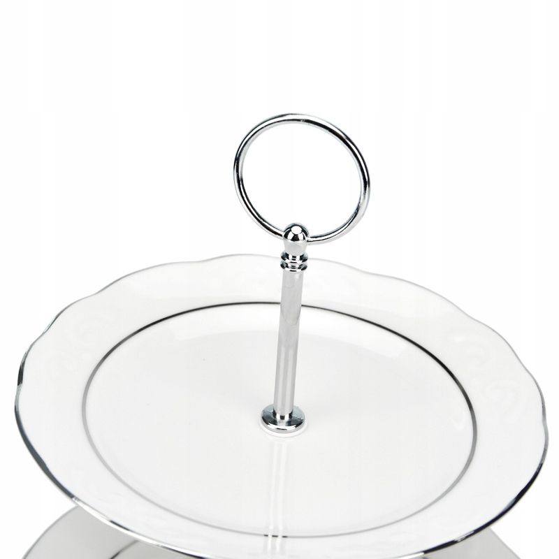 PATERA Z PORCELANY 3 POZIOMOWA PLATYNOWY PASEK Średnica 24 cm