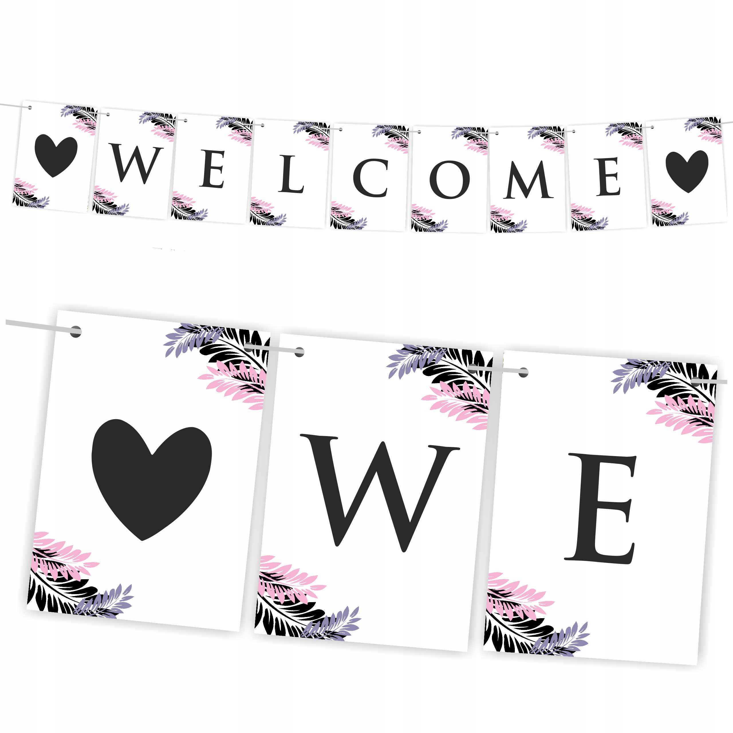 

Baner Weselny Girlanda Welcome A5 190cm 48 wzorów