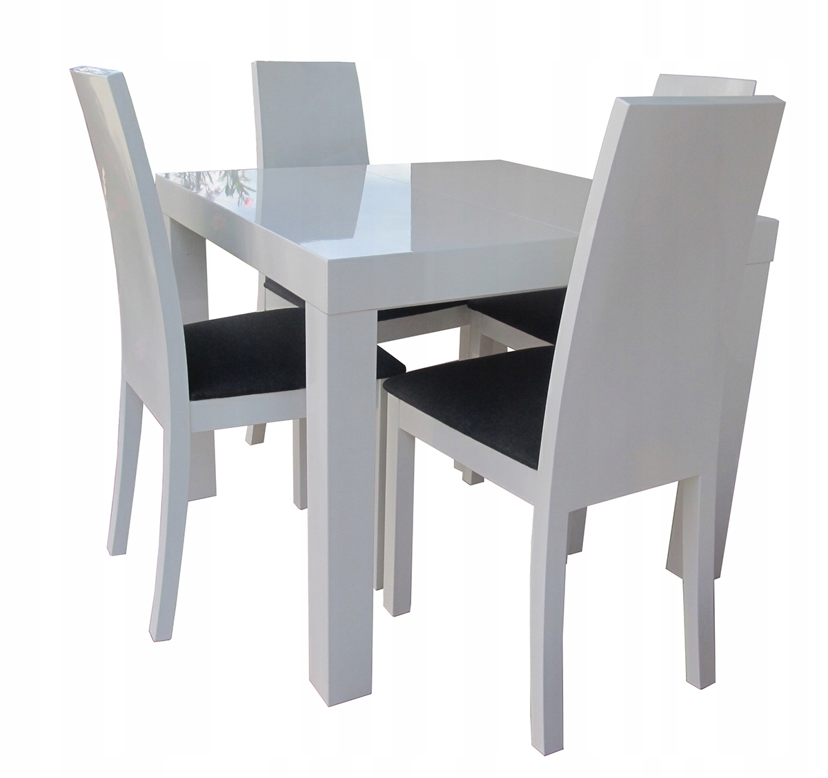 Stół kwadratowy połysk 80+2x50 eleganckie krzesła