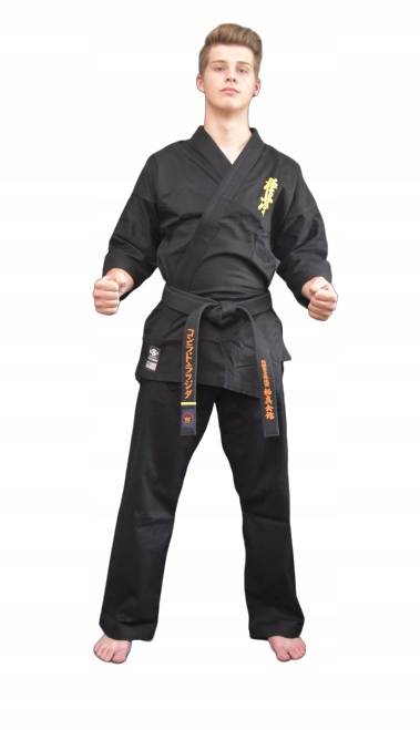 Karategi kimono kyokushin czarne 160cm 12 premium