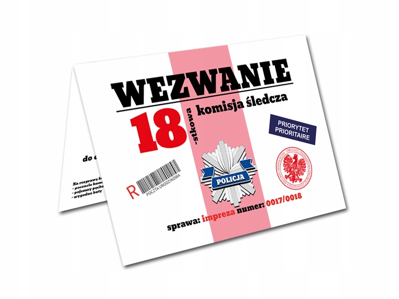 ZAPROSZENIE 18 URODZINY OSIEMNASTKA WEZWANIE