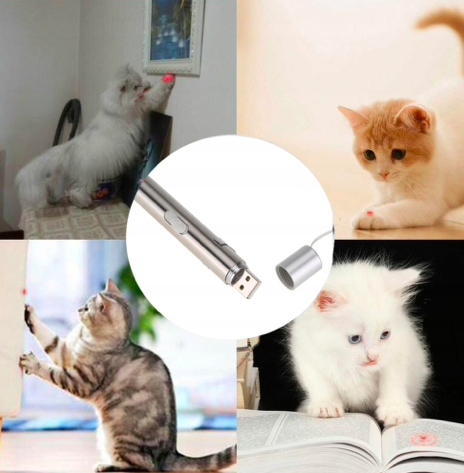 LASER CZERWONY Z AKUMULATOREM LATARKA USB DLA KOTA Marka inny