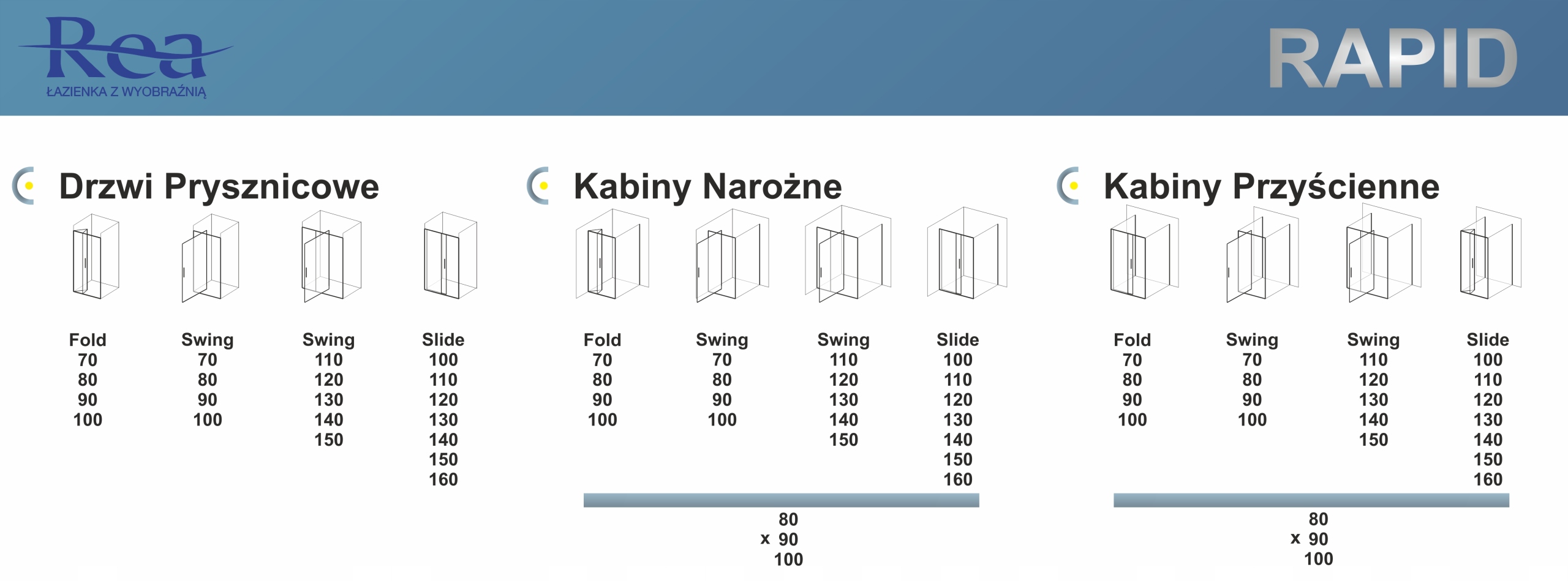 Sprchové dveře skládací Rapid Fold 100 ČERNÁ Šířka 100 cm