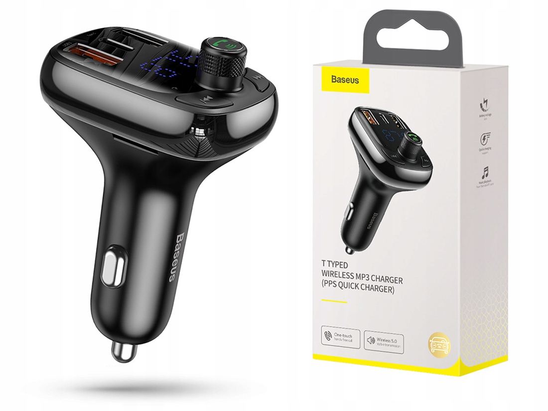 BASEUS АВТОМОБИЛЬНОЕ ЗАРЯДНОЕ УСТРОЙСТВО + FM-ПЕРЕДАТЧИК LED