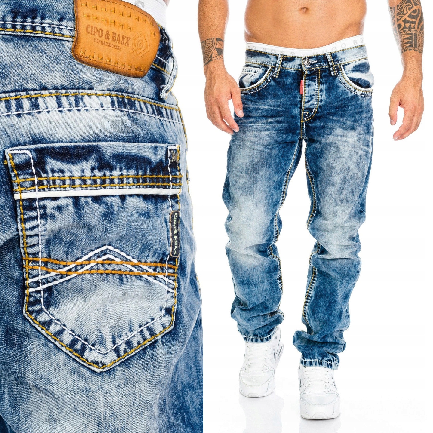 

Cipo Baxx Spodnie Jeansy Przecierane Nić Regular