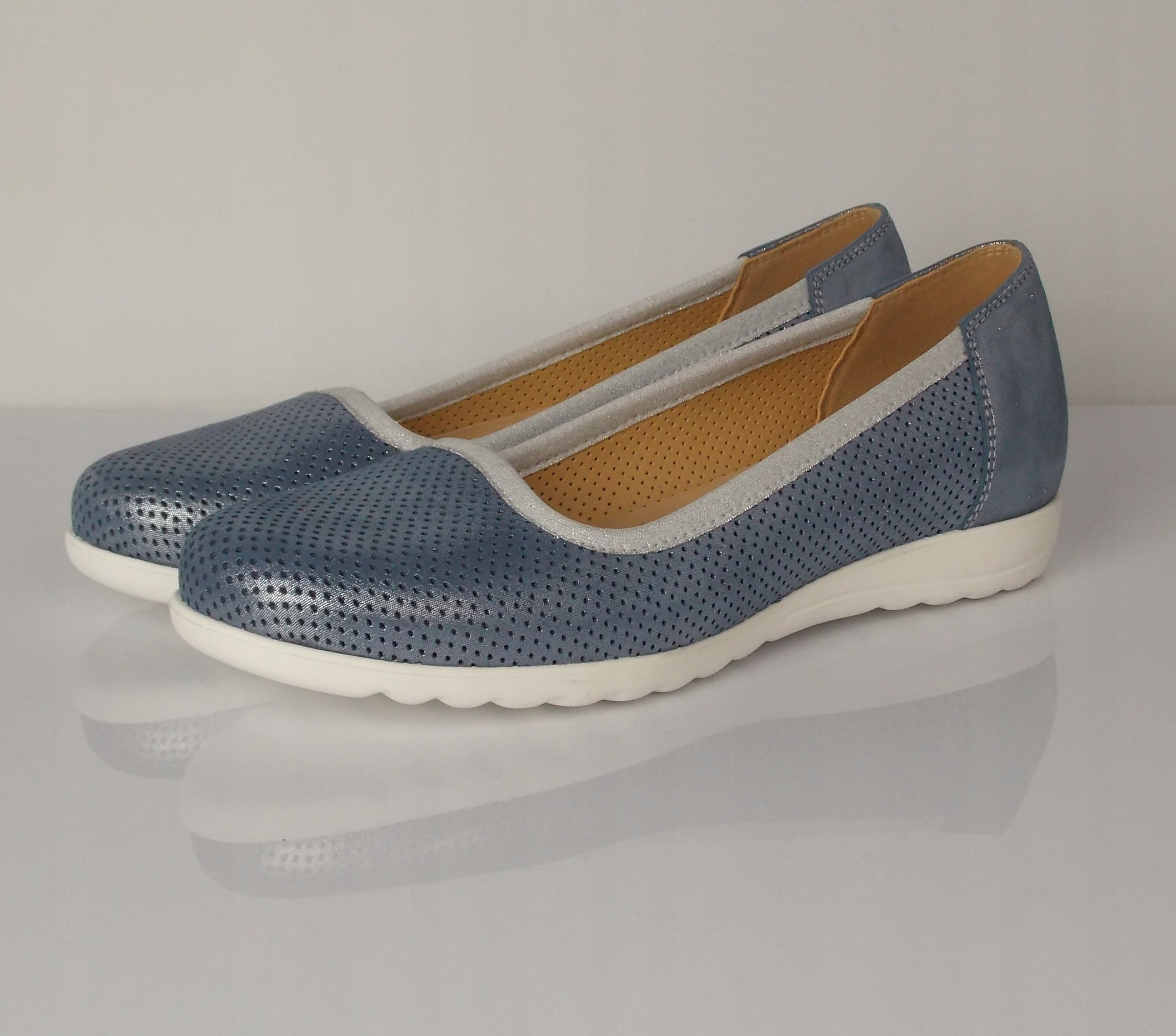 BALERINY GÓRAL 1316 NIEBIESKI JEANS R40 Wzór dominujący bez wzoru