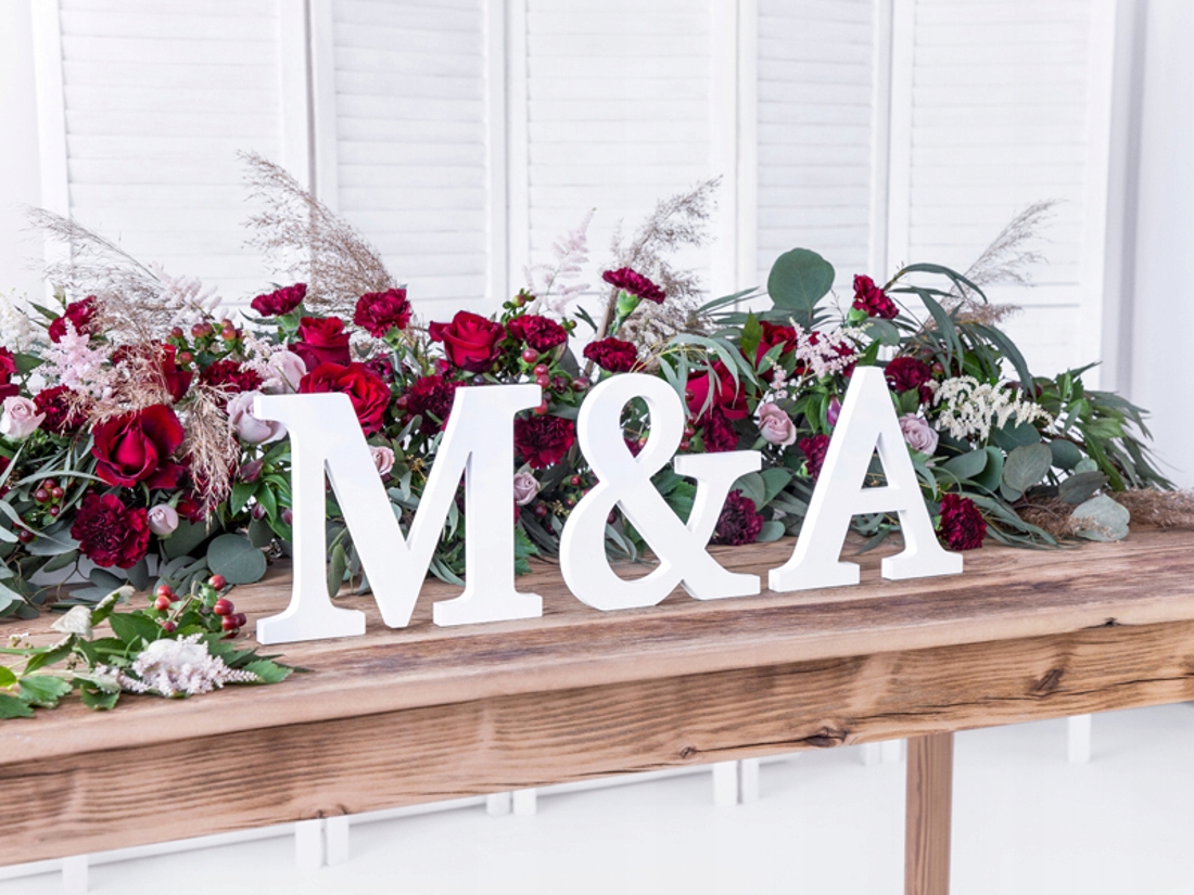 DREWNIANA LITERA O STOJĄCA BIAŁA 3D-20CM WESELE Marka Party deco