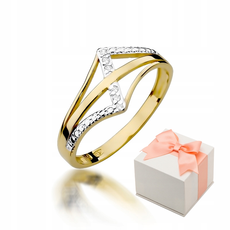 

Złoty 585 Pierścionek Brylanty Idealny na Prezent