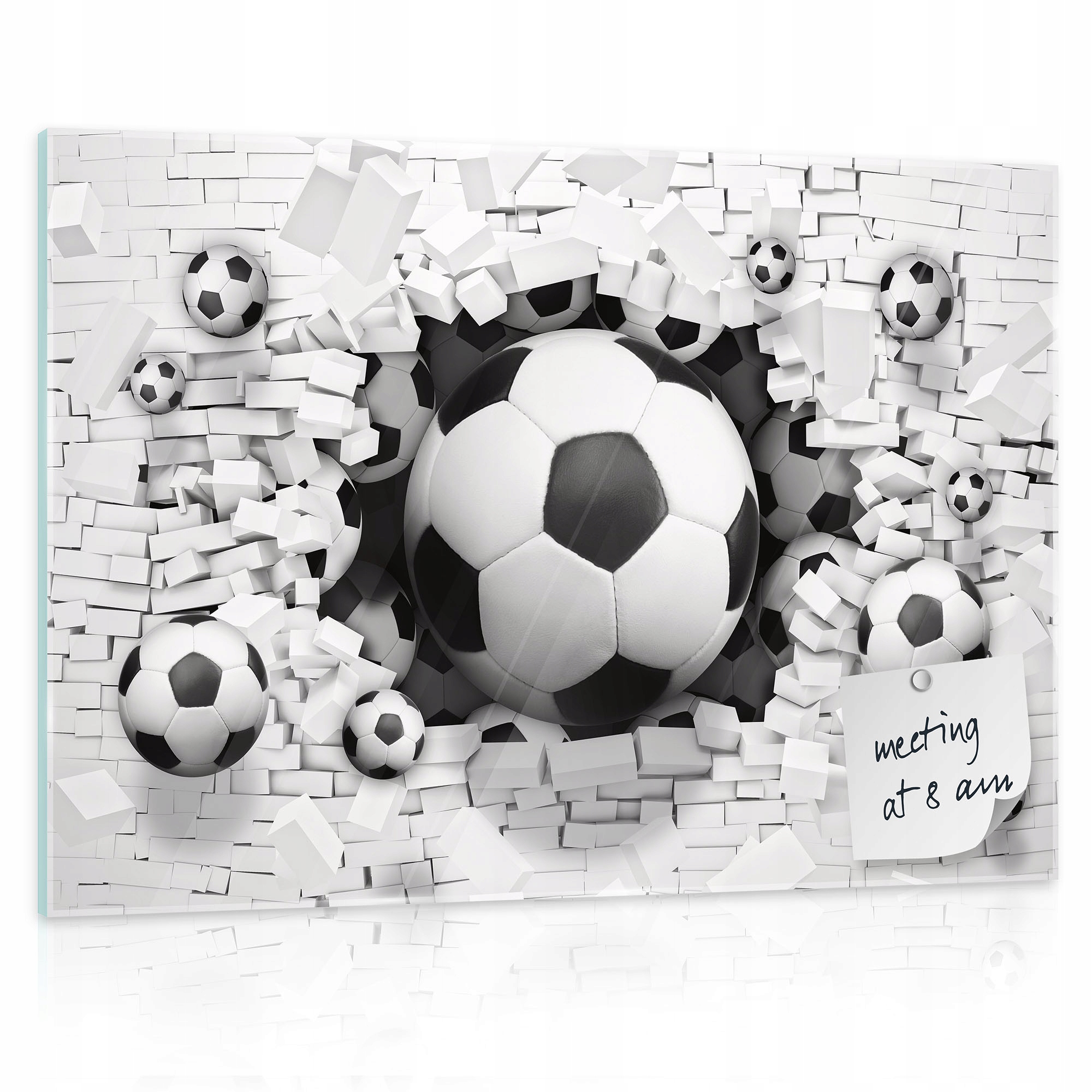 TABLICA MAGNETYCZNA NA ŚCIANĘ SUCHOŚCIERALNA SZKLANA DLA DZIECI PIŁKA 60x40