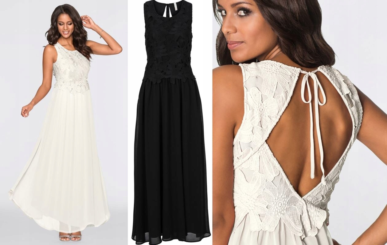 Elegancka długa sukienka z koronką 42 NOWA Rozmiar 42