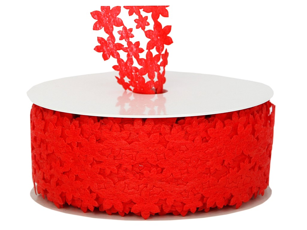 

Wstążka taśma filcowa Kwiatki 4cm/10mb, 14 kolorów