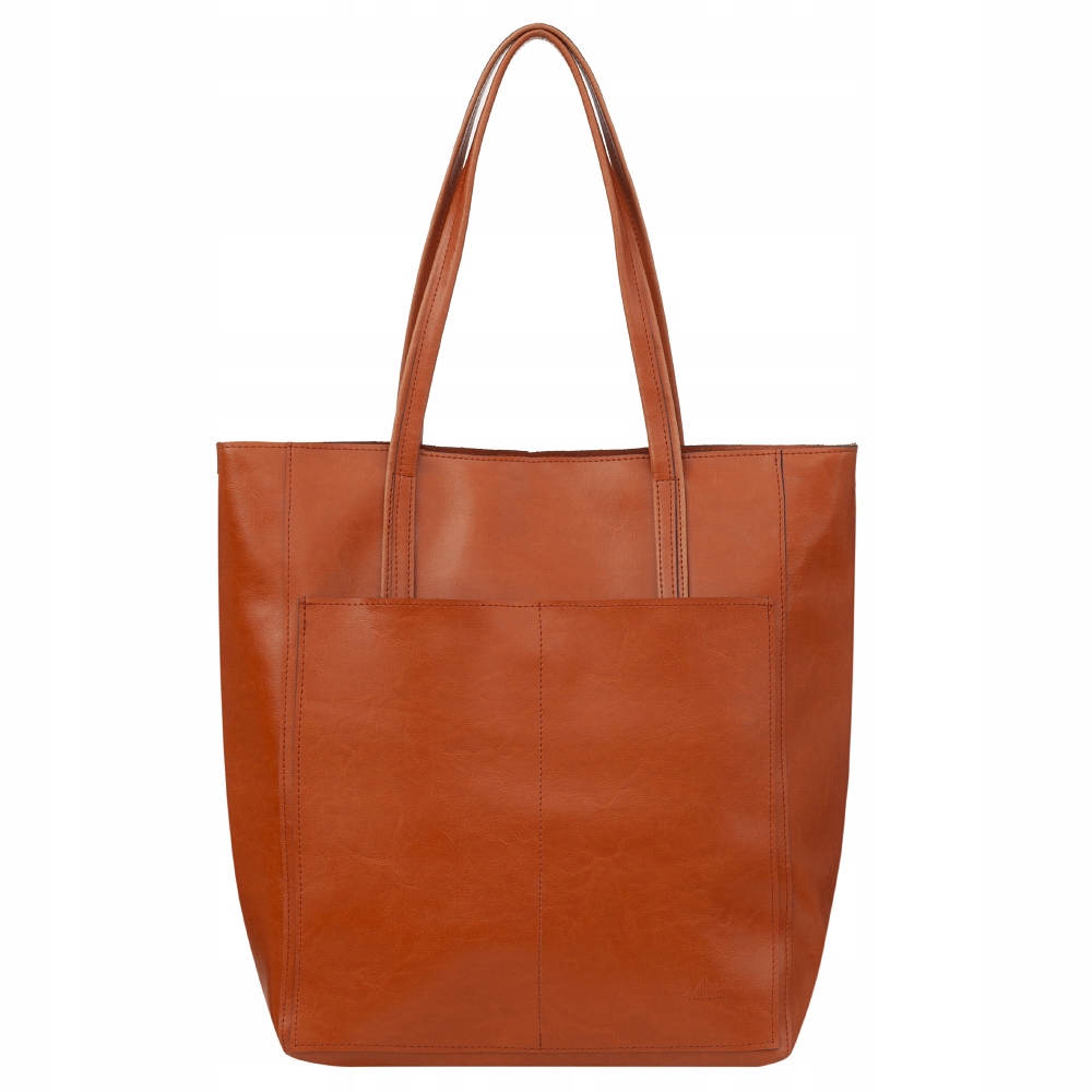 DUŻA RUDA SKÓRZANA TOREBKA CAMEL TORBA SKÓRA NATURALNA XL