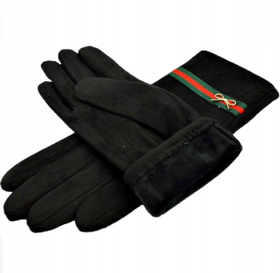 RĘKAWICZKI DAMSKIE MIĘCIUTKI ZAMSZ GUTI CZARNY Marka inna