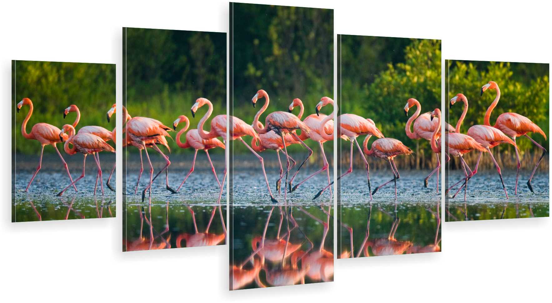 

Tryptyk 5-CZĘŚCI Na Ścianę Flamingi Nad Wodą 980WZ