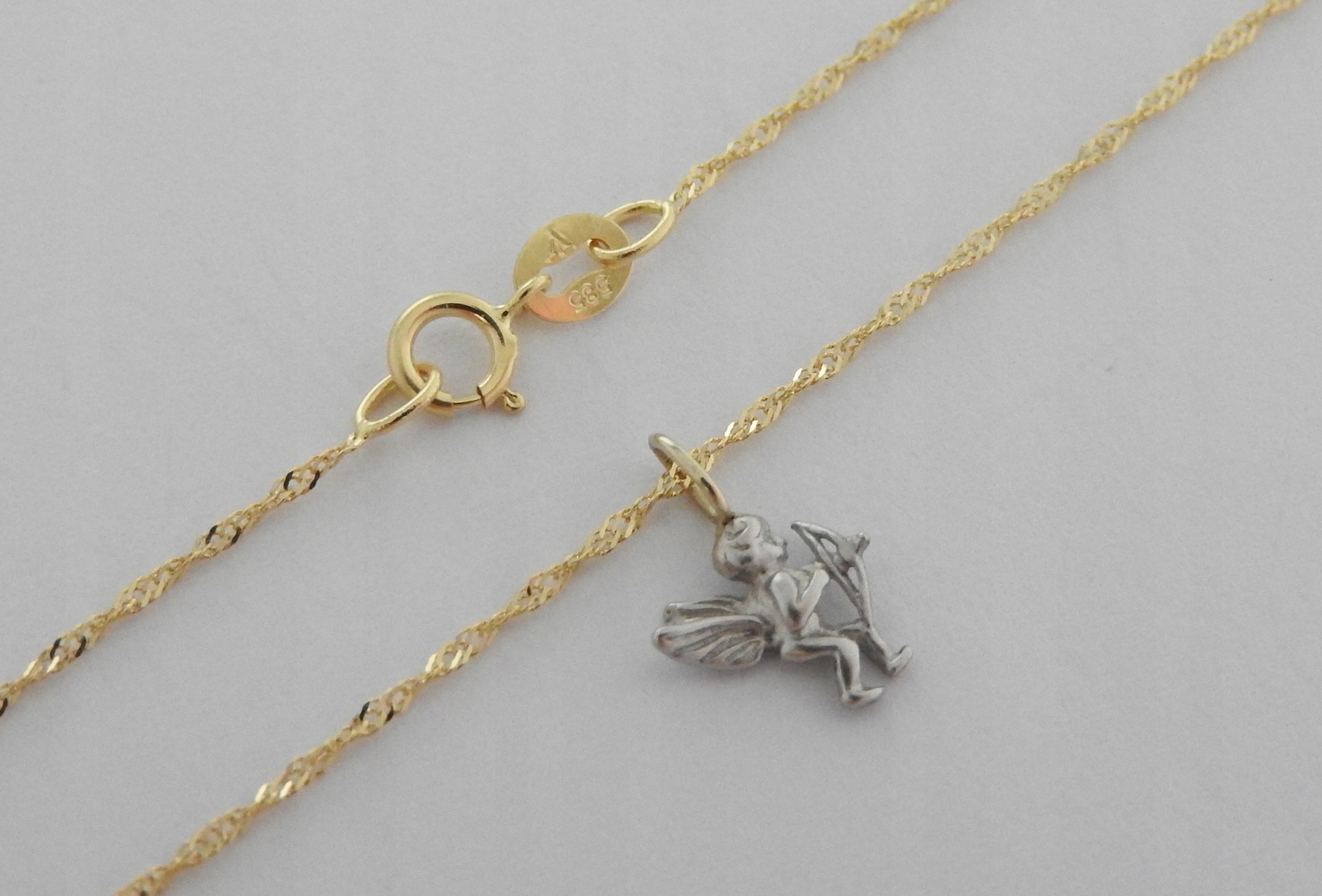 AMOREK ŁAŃCUSZEK 585 KOMPLET BIAŁE ZŁOTO ANIOŁEK Marka Inna marka