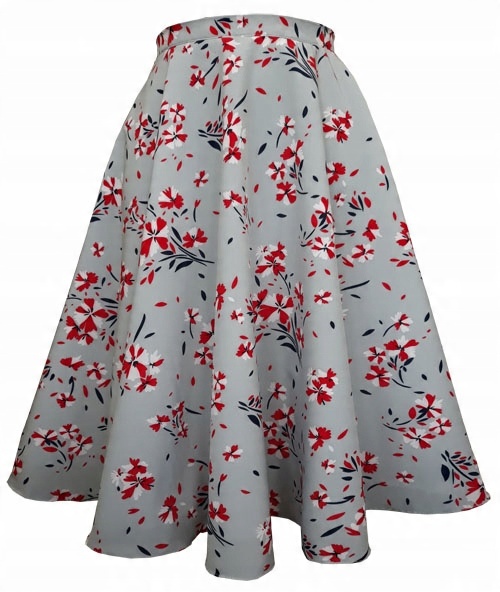 

3XL Kieszenie Kwiatki 262b spódnica midi Zwiewna