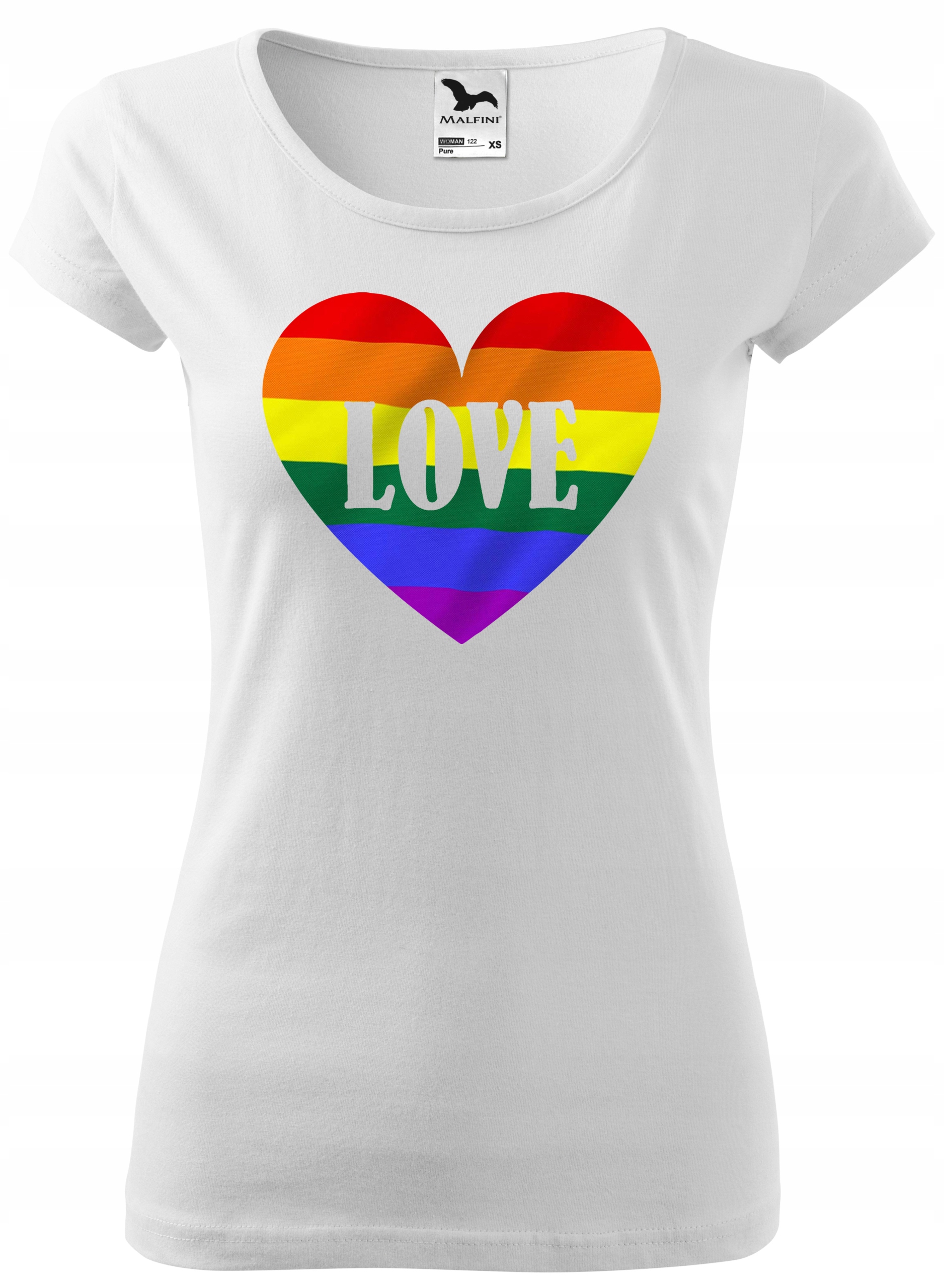 

Koszulka Lgbt Love tęcza biała damska S v2