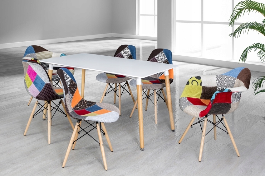 KRZESŁO PATCHWORK drewniane NITOS 18 Szerokość mebla 45 cm