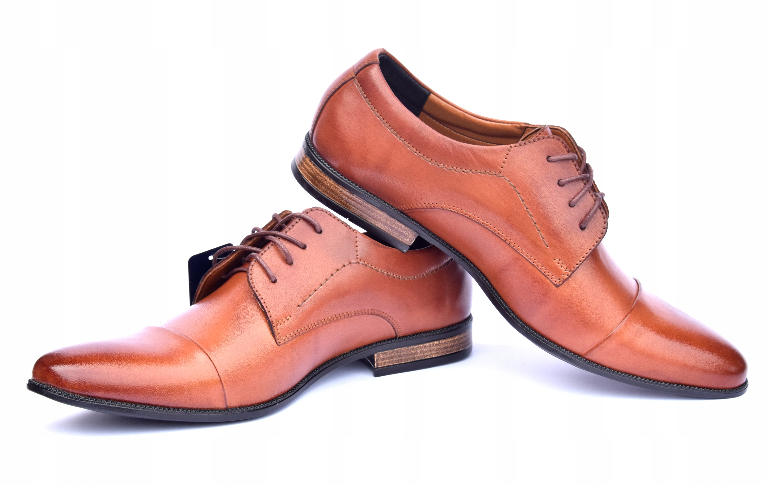 PÓŁBUTY WIZYTÓWKI SKÓRZANE POLSKIE BRĄZOWE 323/2 Model Półbuty