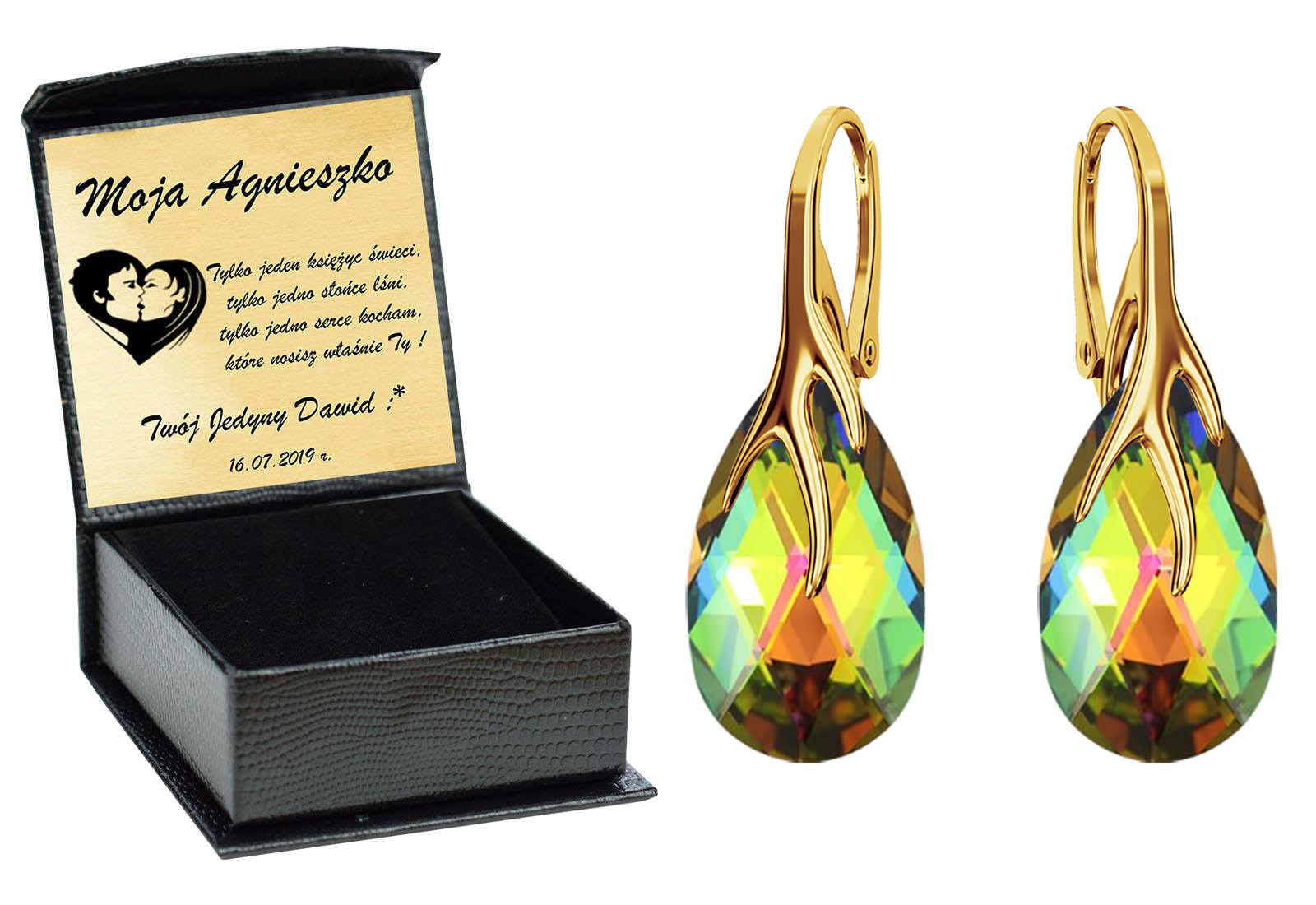 

Drapieżne Kolczyki Swarovski Złote 925 Grawer