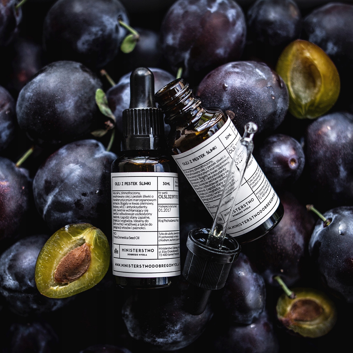 MINISTERSTWO DOBREGO MYDŁA OLEJ Z PESTEK ŚLIWKI ŚLIWKOWY NATURALNY 30ML MDM Stan opakowania oryginalne