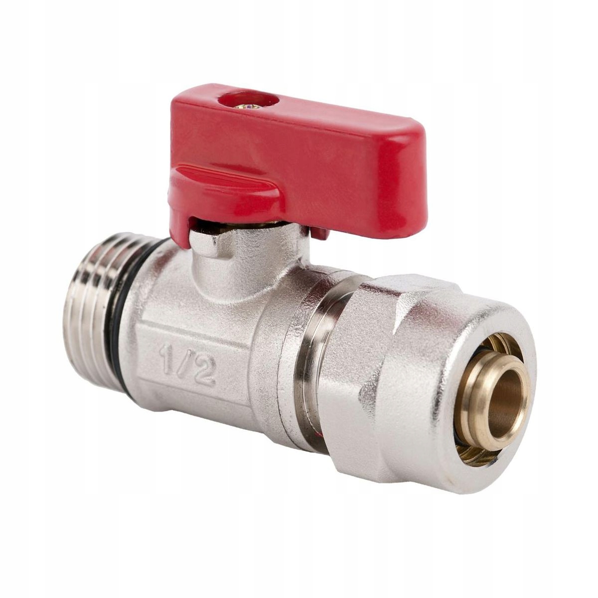 Zawór mini do rury pex 16 mm x 1/2" CZERWONY