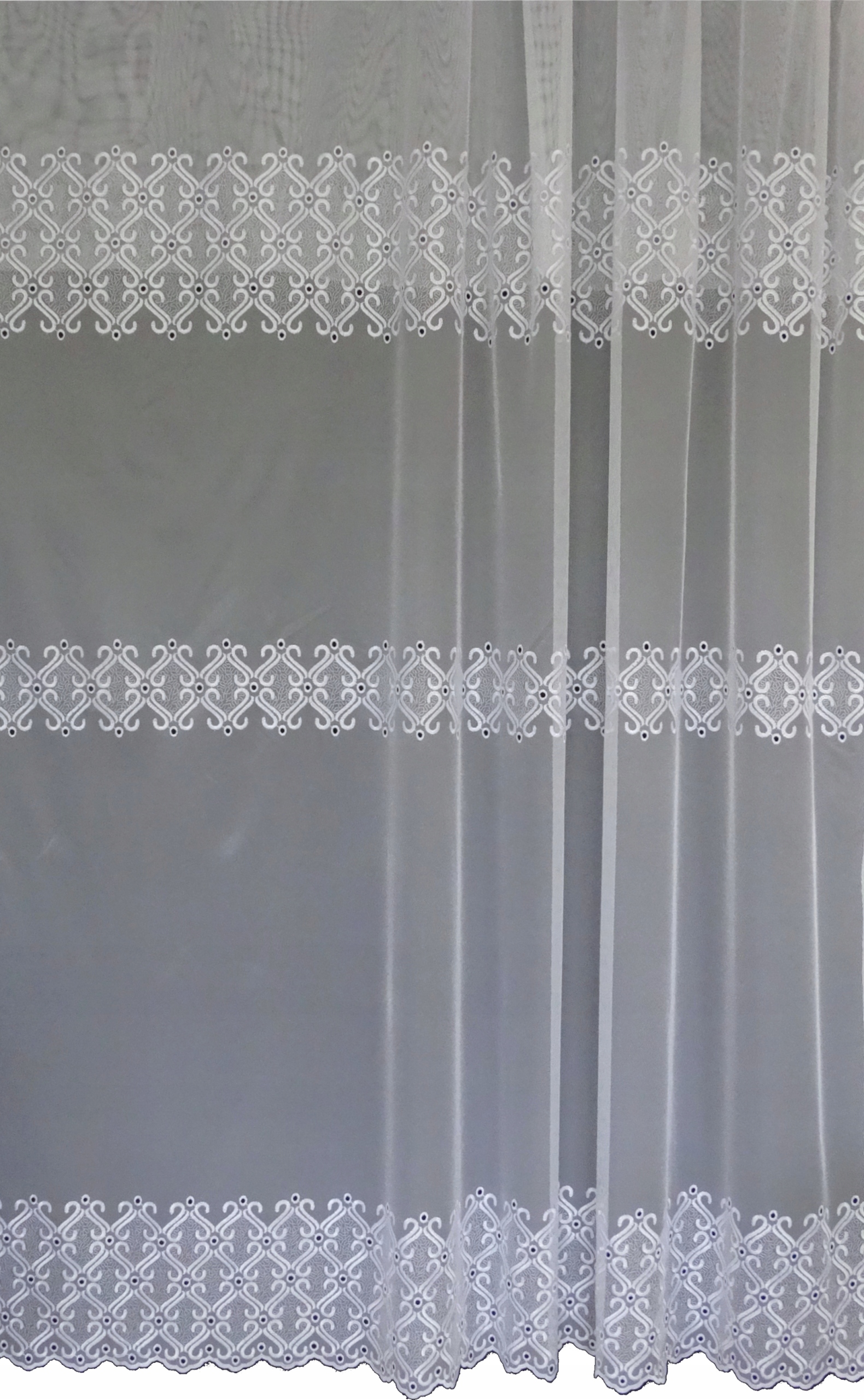 Mg Záclona Trofika síťka výšivka Bílá 300x250 páska