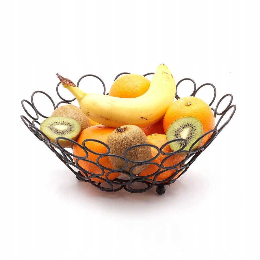 okrągły METALOWY czarny KOSZ PATERA NA OWOCE misa