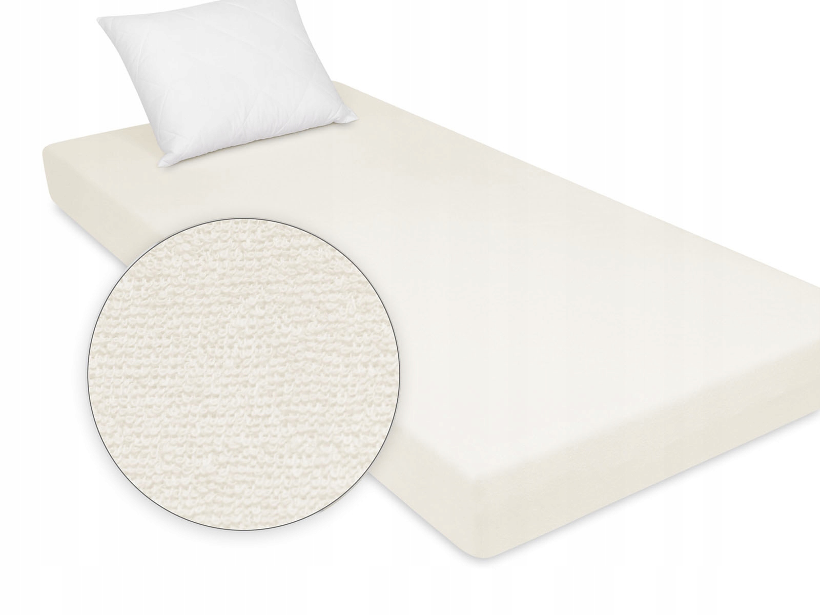 

Grube gładkie prześcieradło 70/200 cm frotta ecru