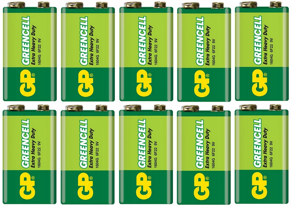 

10 sztuk bateria Gp Greencell 6F22 9V Mocna cynk