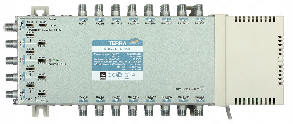 Multiswitch 2-SATELITY, 32-WYJŚĆ TERRA MR-932L WZM