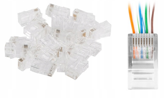 10szt Wtyk RJ45 kat 5e pass through przelotowe UTP