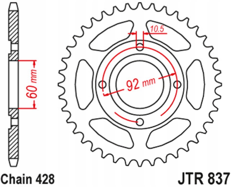 Ozubení zadní 428 Jtr 39Z Yamaha Rd 125 78-79