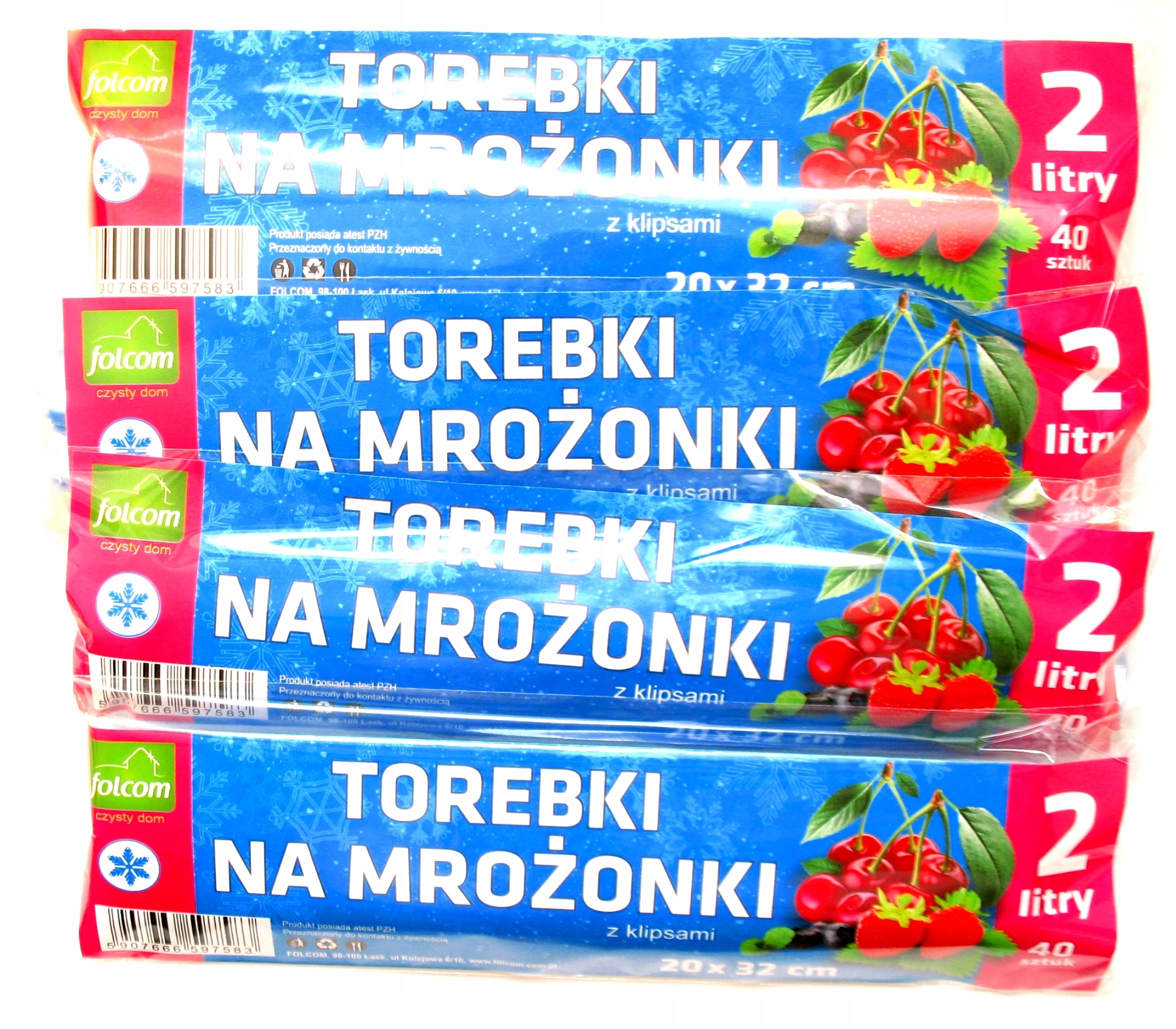 

Woreczki Mrożonki 2 L 40 Sztuk Klipsy Folcom