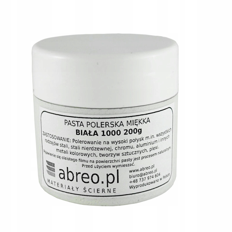 

Pasta Polerska Miękka Biała 1000 Stal Inox Alu Tw