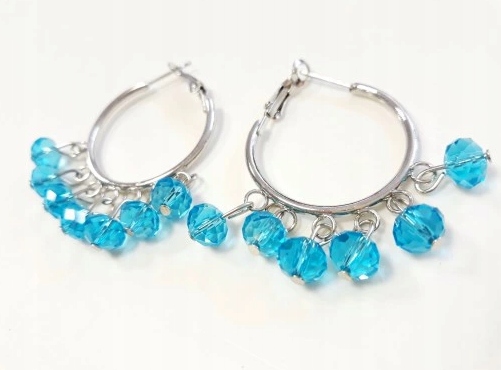 KOLCZYKI DAMSKIE Z KRYSZTAŁKAMI WISZĄCE