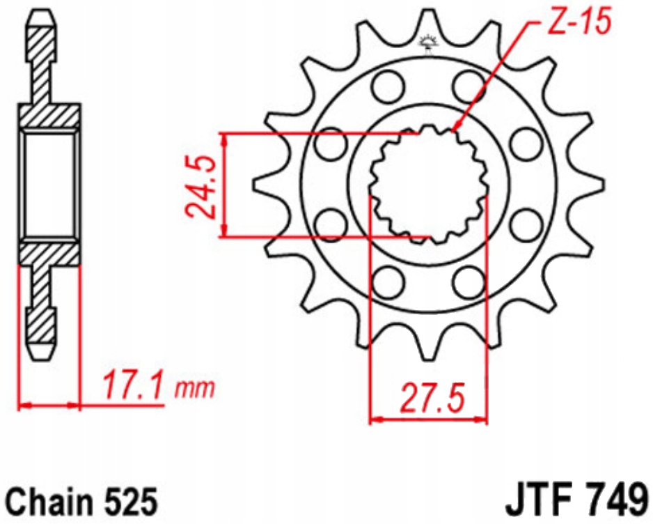 Přední ozubení JTF749 14-16 Ducati Panigale 1100