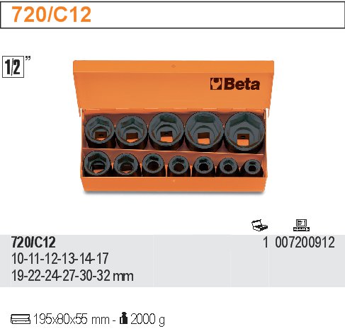 ZESTAW NASADEK UDAROWYCH 10 - 32 BETA720/C12 12 EL Marka Beta