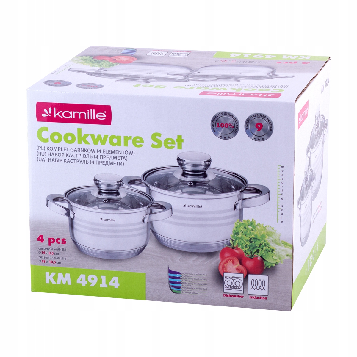 Zestaw garnków Kamille stal nierdzewna 4 el. Liczba elementów w zestawie 4