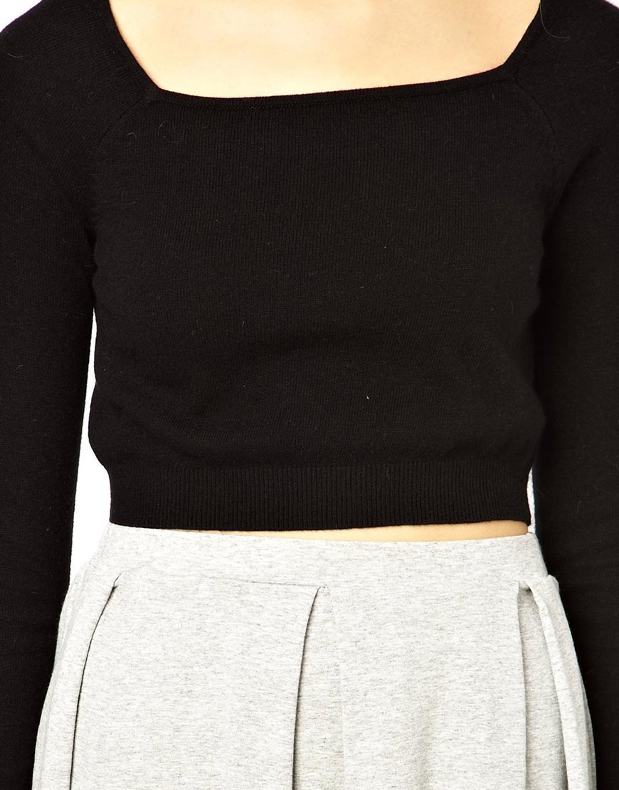 ASOS czarny sweter cropped z angorą 36 S Marka Asos