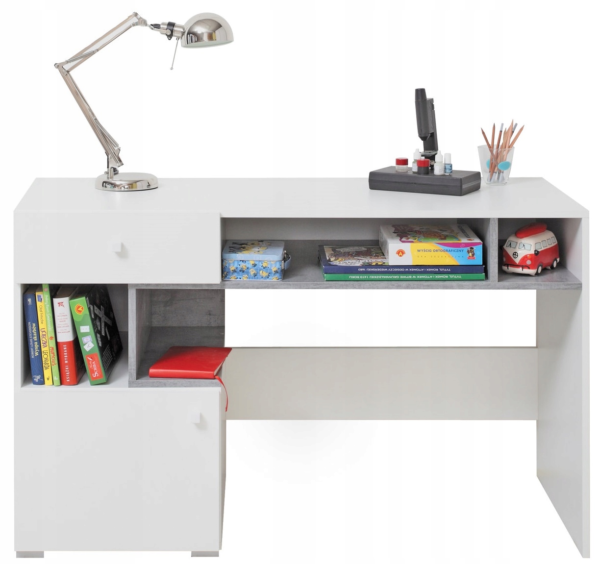 Biurko do pokoju młodzieżowego z szufladą i szafką
