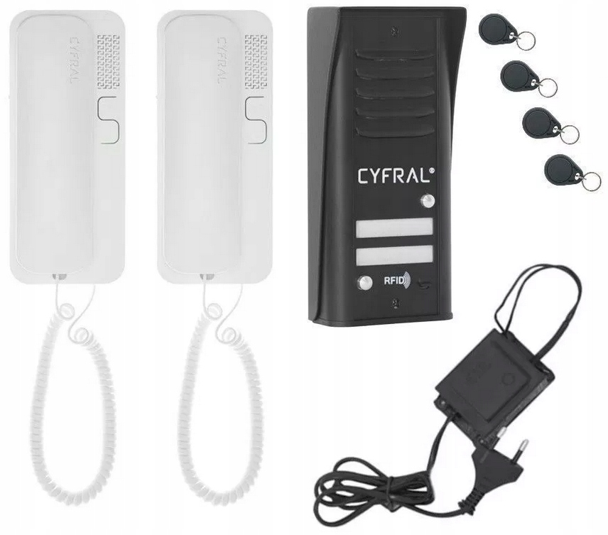 

Domofon Cyfral Cosmo dwurodzinny Czarny Pastylki