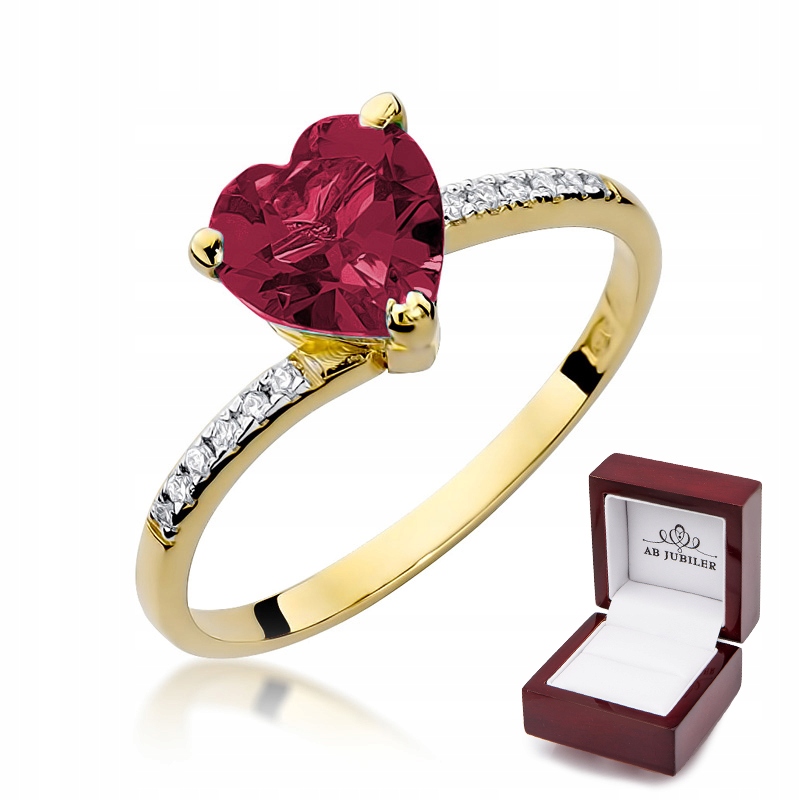 

Złoty 585 Pierścionek Rubin 1,70ct i Brylanty