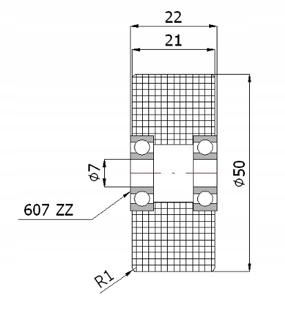 FI 50 ROLKA POLIAMIDOWA PROSTA FI 7 EAN (GTIN) 5903636548463