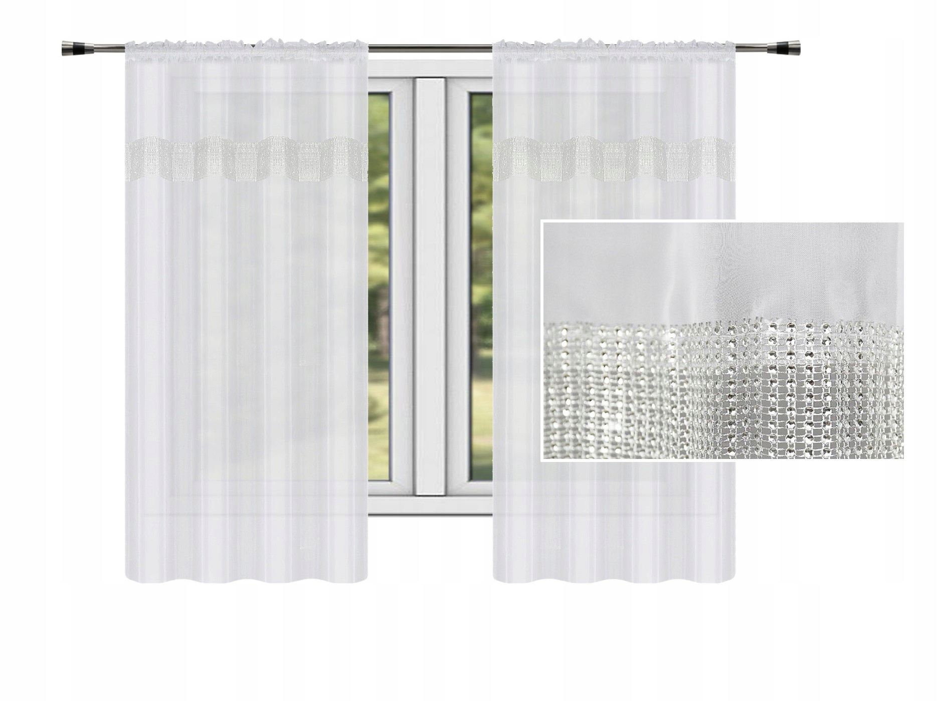 

Firana Woal 145x160 Cyrkonie Diamenty Kryształki