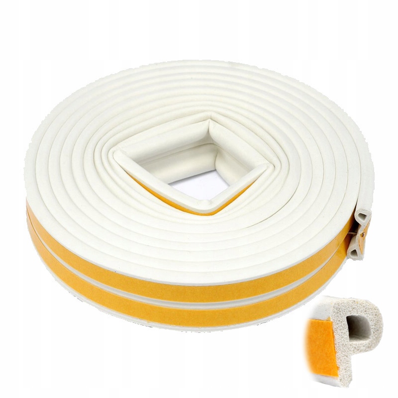 USZCZELKA GUMOWA TYP P BIAŁA 6 M DO DRZWI OKIEN