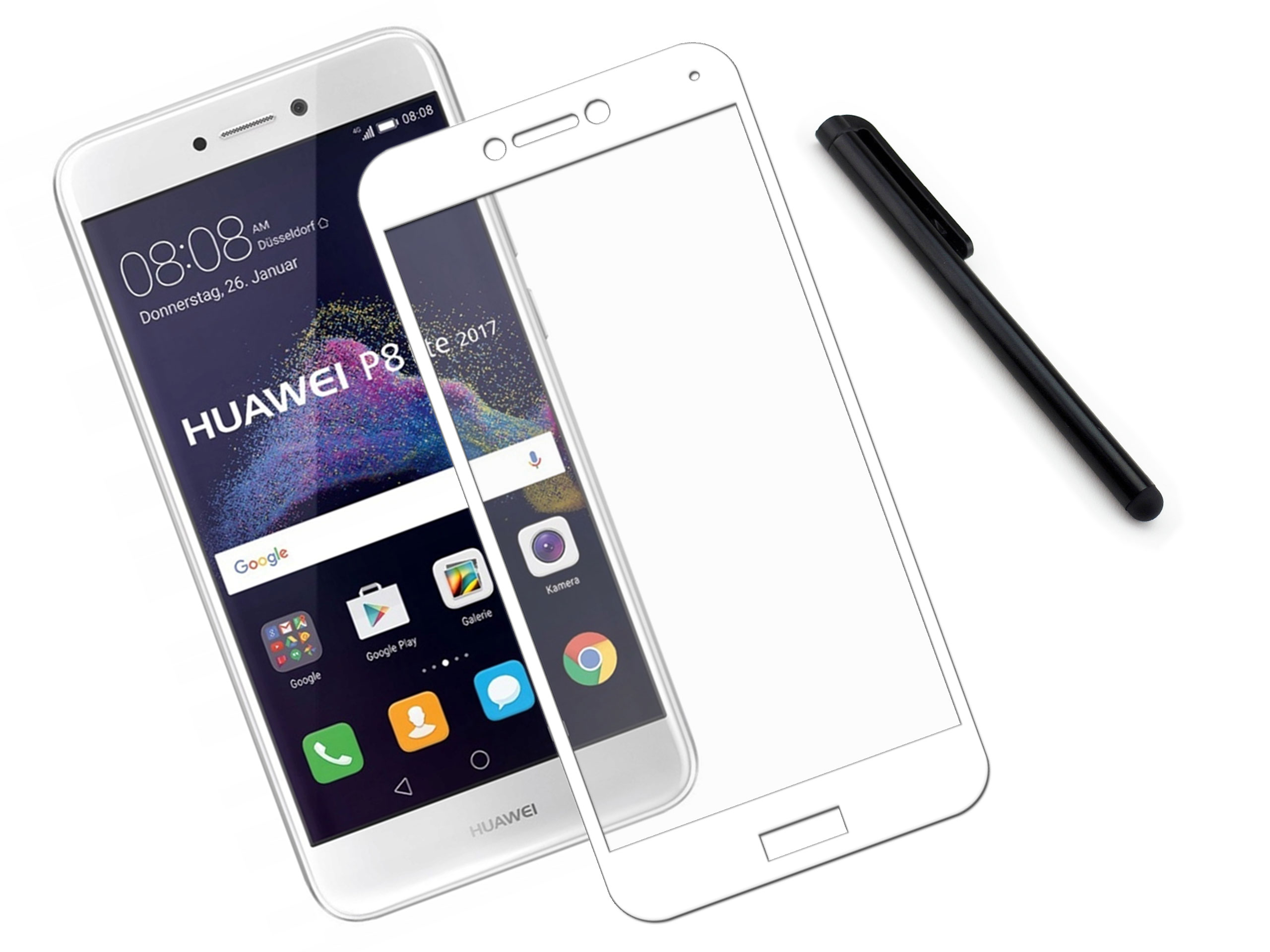 

Zaokrąglone szkło 9H 3D Huawei P8 lite 2017 Białe