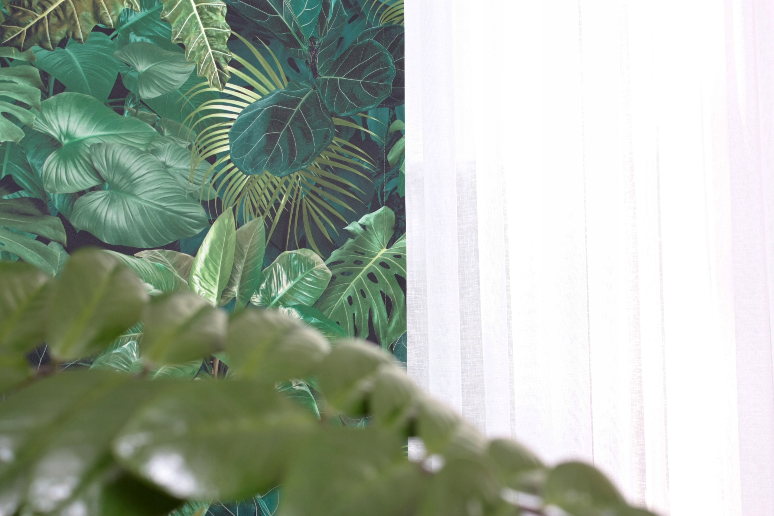 Gotowe Zasłony Zielone Liście 3D Firany Sposób zawieszania taśma inny